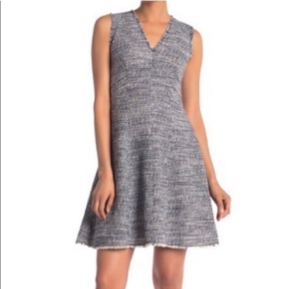 Rebecca Taylor Stretch Tweed Dress Blue Navy Size 2